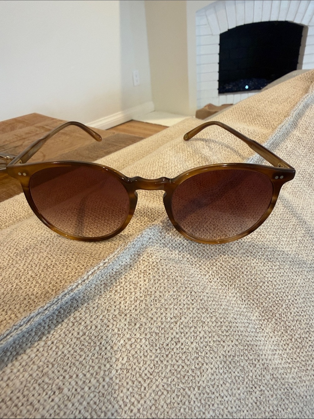 Garrett Leight Morningside Brown Gradient Round Sunglasses